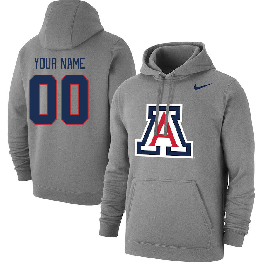Custom Arizona Wildcats Name And Number College Hoodie-Gray - Click Image to Close
